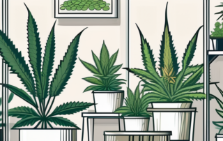 A variety of healthy cannabis plants with emphasis on the feminized seeds