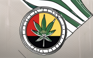 A cannabis leaf placed on the german flag
