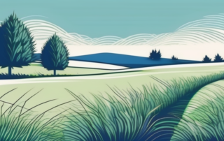 A czech landscape with a field of grass under a blue sky