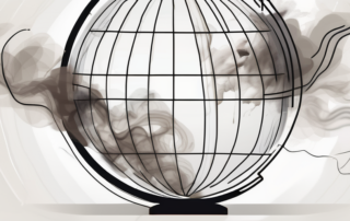 The globe with smoke trails swirling around it