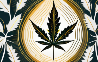 A cannabis leaf split into two halves