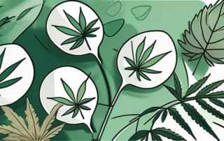 Several cbd tablets scattered on a leafy