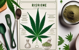 A cannabis leaf sitting on top of a recipe card