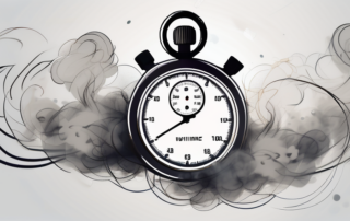A stopwatch surrounded by swirling smoke