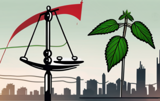 A cannabis plant in front of a german flag