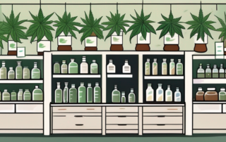 A cannabis plant with different price tags hanging from its branches