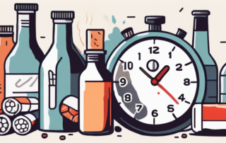 Various objects like a bottle of alcohol
