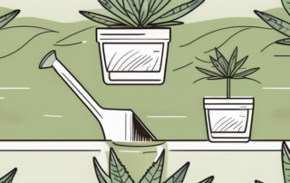 A one-week old hemp seedling in a small pot