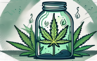 A cannabis plant inside a medicine bottle