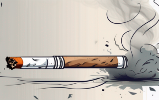A broken cigarette surrounded by smoke