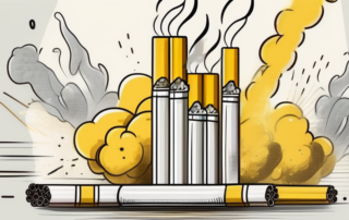 A cigarette with a yellow smoke cloud