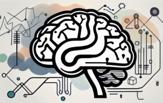 A brain with various highlighted areas
