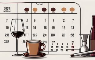 A calendar with various symbols representing different forms of consumption