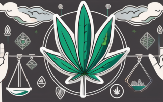 A cannabis leaf in the center