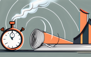A lit joint with smoke spiraling upwards