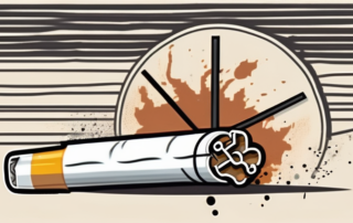 A broken cigarette with smoke wafting from it