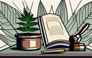 A hemp plant in a decorative pot