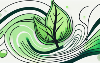 A nicotine patch surrounded by swirls of smoke that are transforming into fresh green leaves