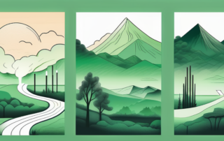 A series of stages represented as different landscapes