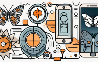 A phone surrounded by various symbols related to addiction and recovery