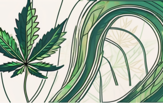 A marijuana leaf thoughtfully entwined within a question mark