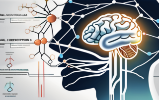 A brain showing the neural pathways with highlighted acetylcholine receptors