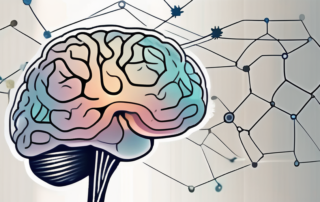 A brain with symbolic representations of thc molecules interacting with neural pathways