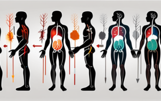 A human body silhouette with highlighted internal organs like the liver
