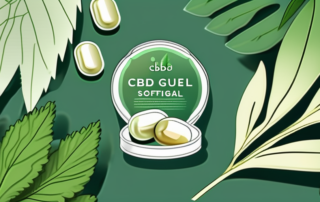 Cbd softgel capsules on a leafy