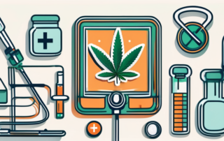 A marijuana leaf inside a medical cross symbol