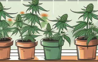 Various cannabis plants in a medical setting