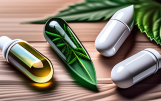 A variety of cbd capsules in different shapes and colors