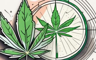 A cannabis leaf with an 80% pie chart overlay