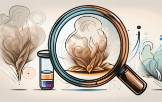 A magnifying glass focusing on a puff of tobacco smoke