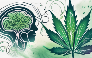 A cannabis leaf enveloped in a swirling mist