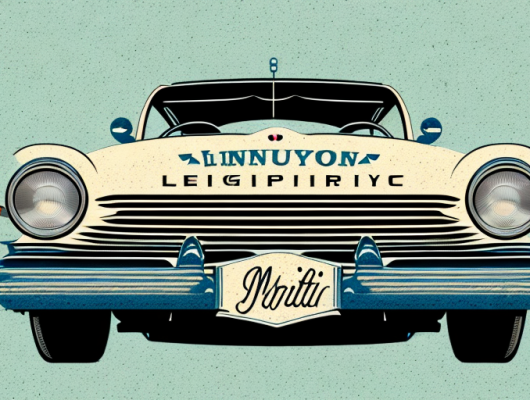 A vintage car with a prominently displayed license plate