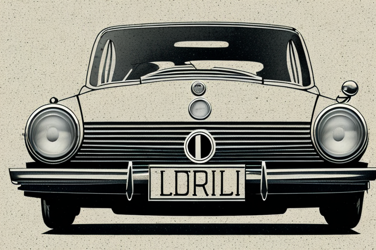 A vintage car with a license plate marked "h"