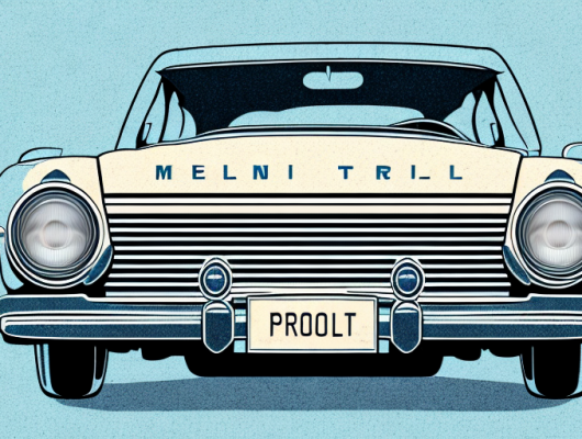 A vintage car with an h license plate