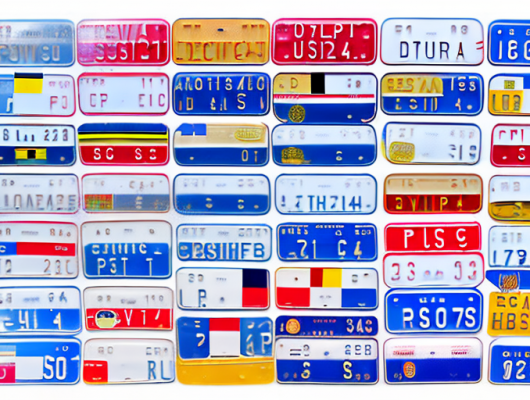 Various types of car license plates from different regions in germany