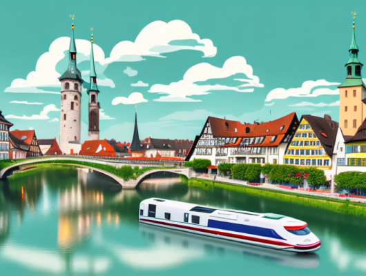 A scenic view of landsberg am lech with distinctive landmarks like the historic city gate and the lech river