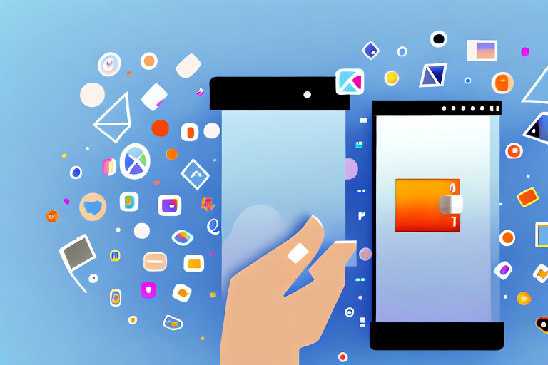 A smartphone displaying a pixelated image