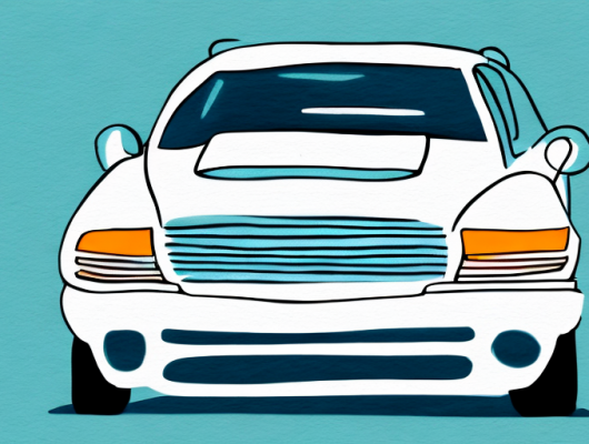 A blurred car license plate on a parked car in a city street