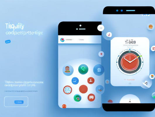 A smartphone displaying the tiqqler app interface with various productivity and efficiency icons such as check marks
