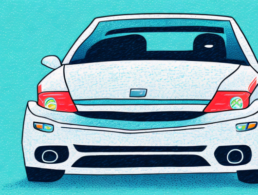 A car with its license plate blurred or pixelated out