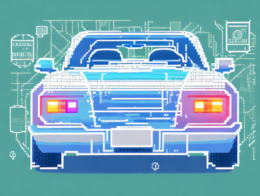 A blurred or pixelated license plate on a car