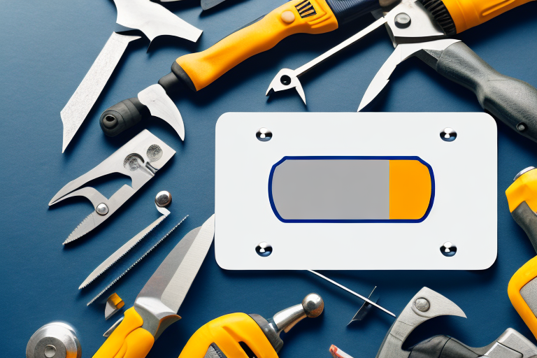 A license plate being removed from a car using a screwdriver