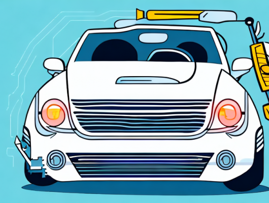 A car with a license plate being carefully removed using a screwdriver