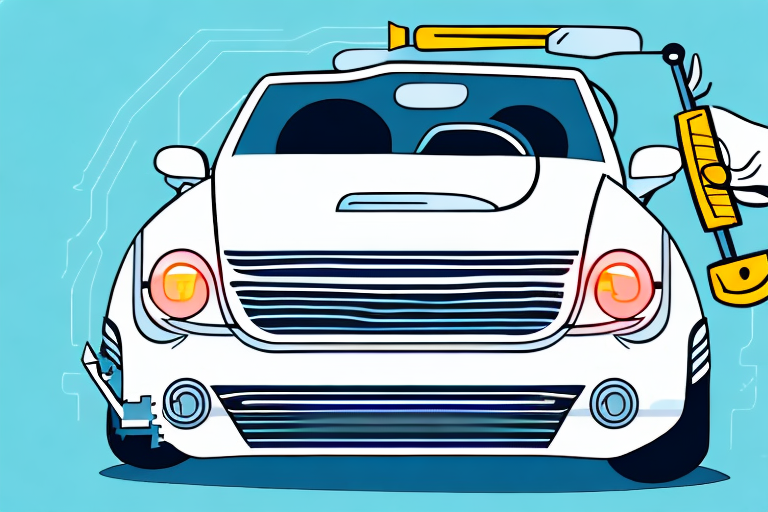 A car with a license plate being carefully removed using a screwdriver