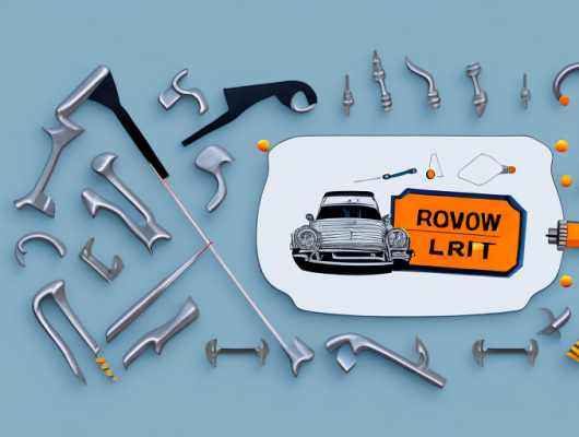 A car with its license plate being unscrewed by a set of tools