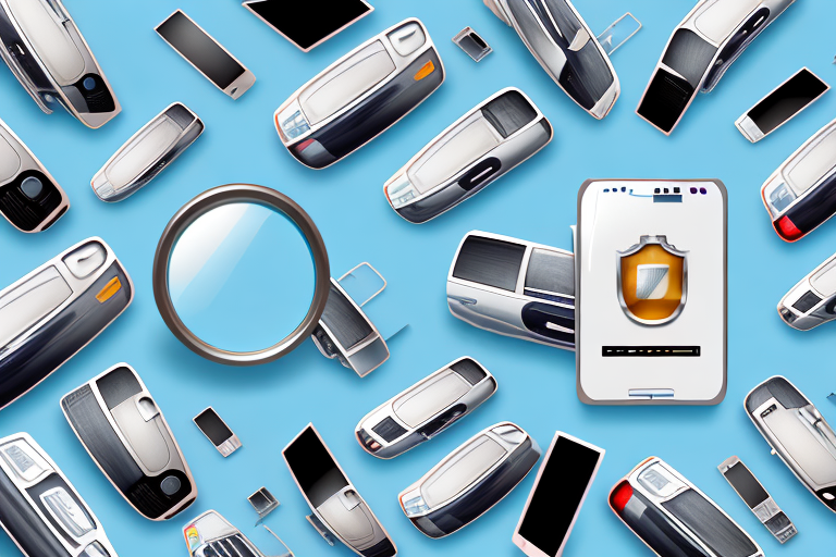 Several smartphones displaying different car license plates